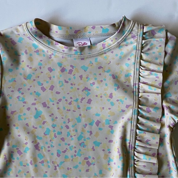 Ruffle Butts Swim Shirt Size 6 Rash Guard Long Sleeve Ruffles Confetti beige EUC - Picture 11 of 14
